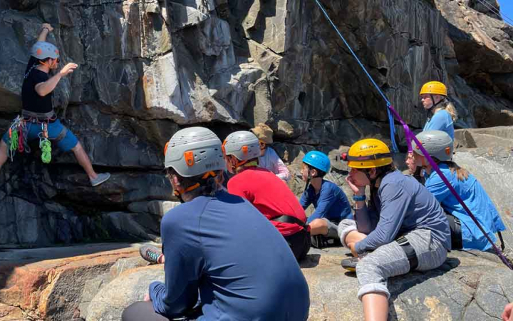 teens face challenges while rock climbing in maine